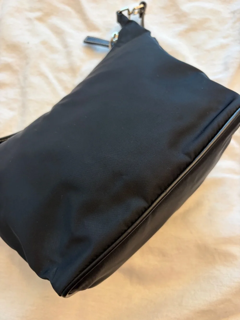 Prada Nylon Mini Hobo Shoulder Bag, Black
